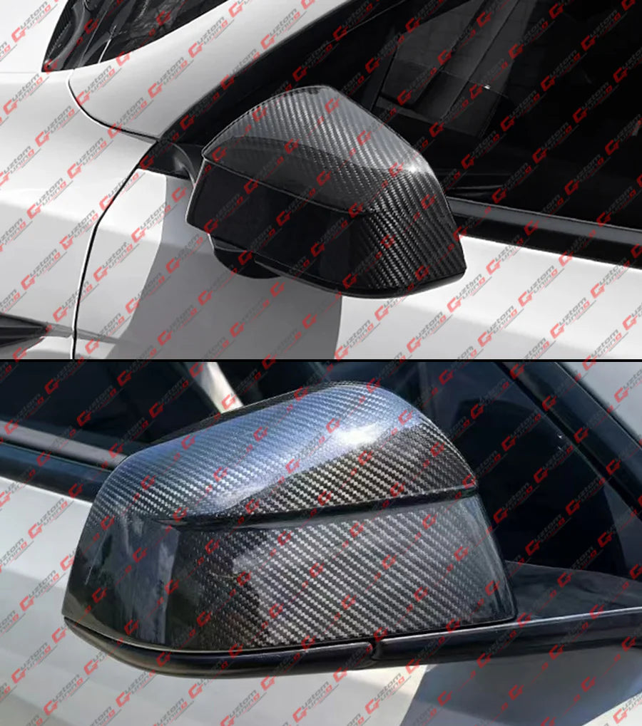 Full Carbon Fiber Side Mirror Cover Cap Overlay [2025-2026 Tesla Model Y Juniper]