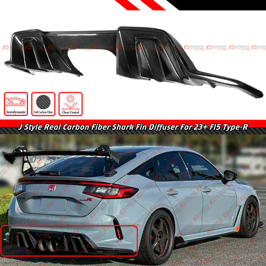 J Style Real Carbon Fiber Rear Bumper Diffuser Replacement [2023-2025 Honda Civic Type-R FL5]