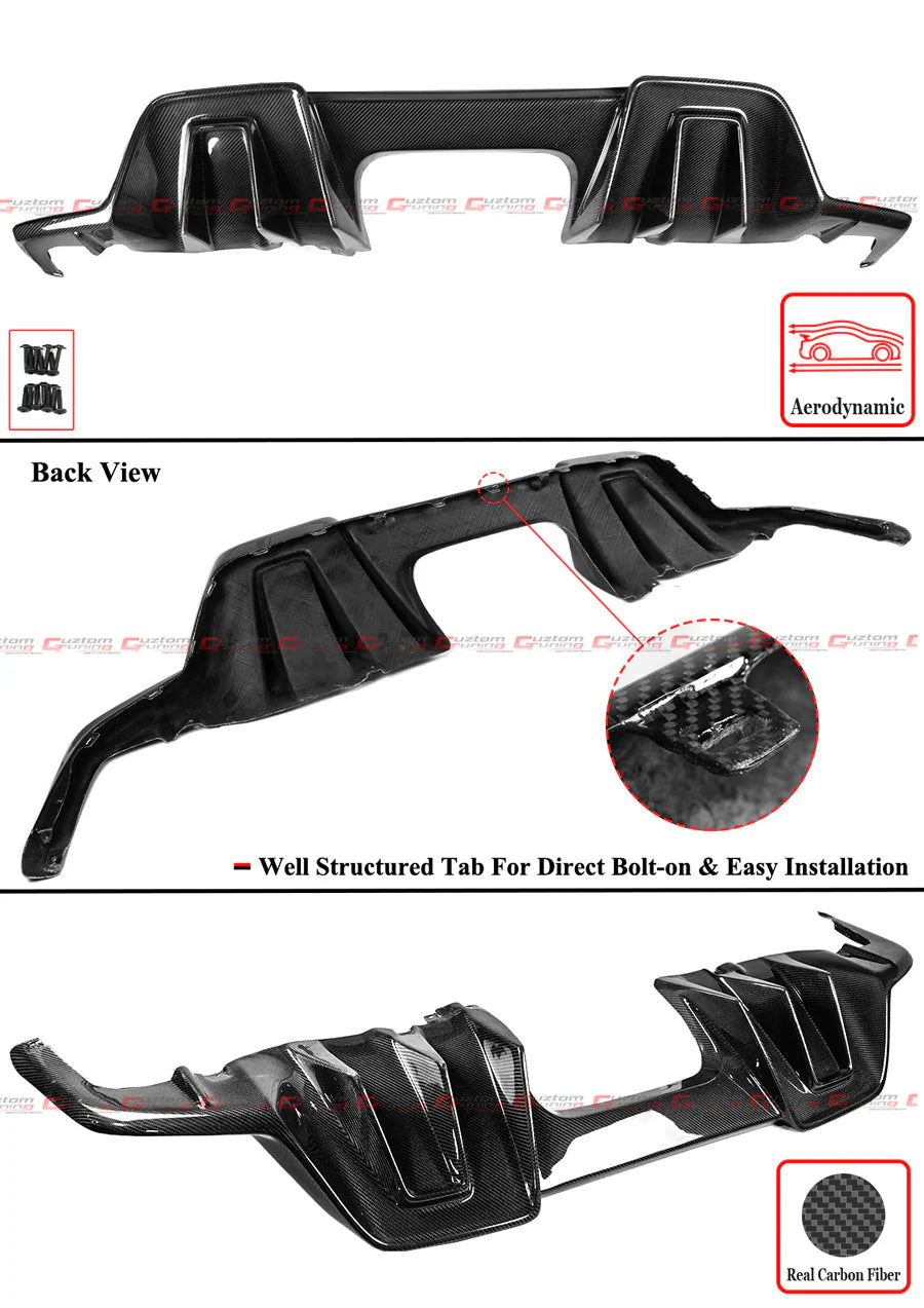 J Style Real Carbon Fiber Rear Bumper Diffuser Replacement [2023-2025 Honda Civic Type-R FL5]