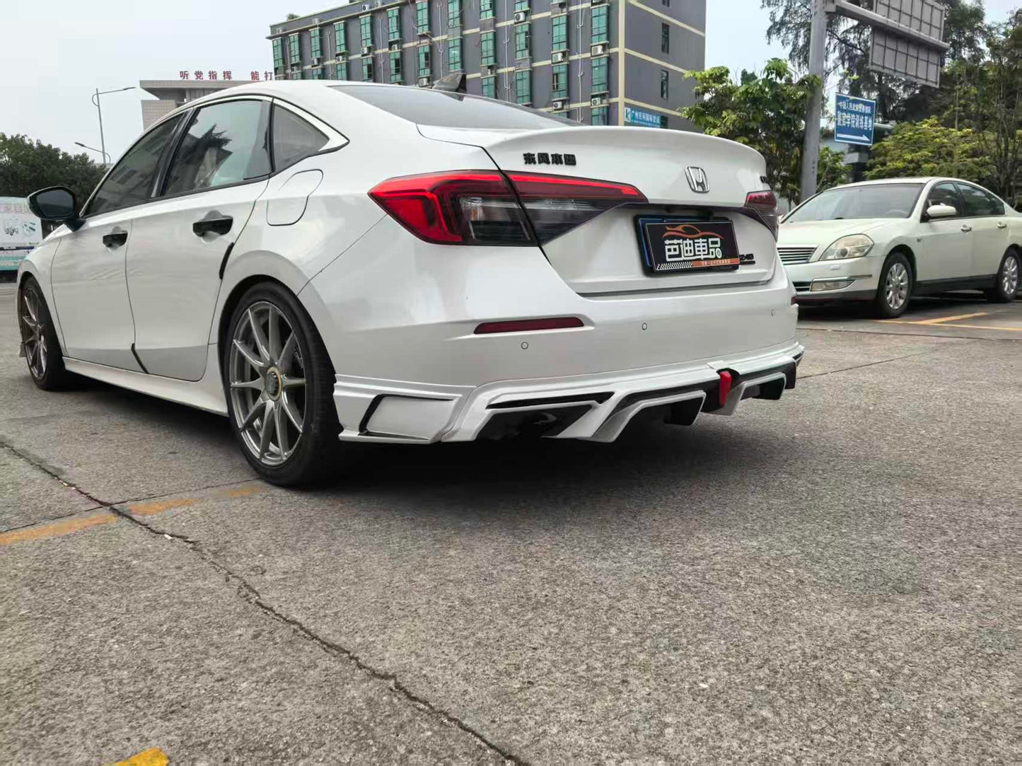 2022-2025  11th Gen Honda Civic Sedan3pc Color Matched  Diffuser with LED 3rd Brake Light and Side Spats