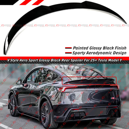 V Style Gloss Black Trunk Spoiler [2025-2026 Tesla Model Y Juniper]