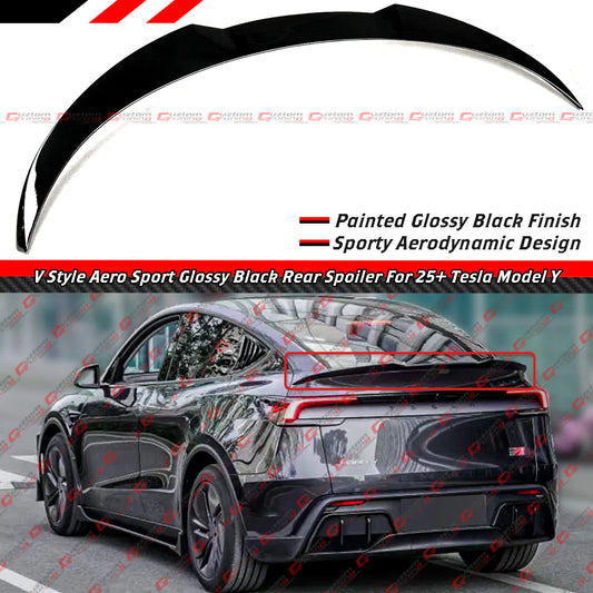 V Style Gloss Black Trunk Spoiler [2025-2026 Tesla Model Y Juniper]
