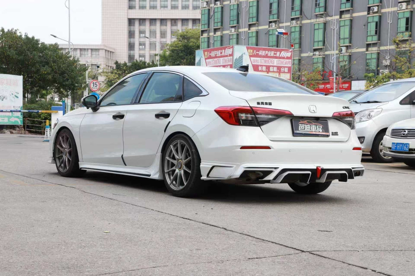 2022-2025  11th Gen Honda Civic Sedan3pc Color Matched  Diffuser with LED 3rd Brake Light and Side Spats