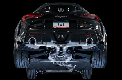 AWE 2020 Toyota Supra A90 Resonated Track Edition Exhaust - 5in Diamond Black Tips