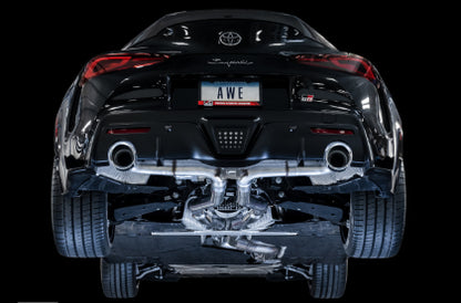 AWE 2020 Toyota Supra A90 Resonated Track Edition Exhaust - 5in Diamond Black Tips
