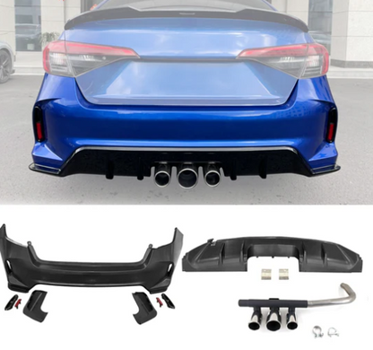 2022-2026 Honda Civic LX Sport Rear Bumper Cover Set + Exhaust Pipe