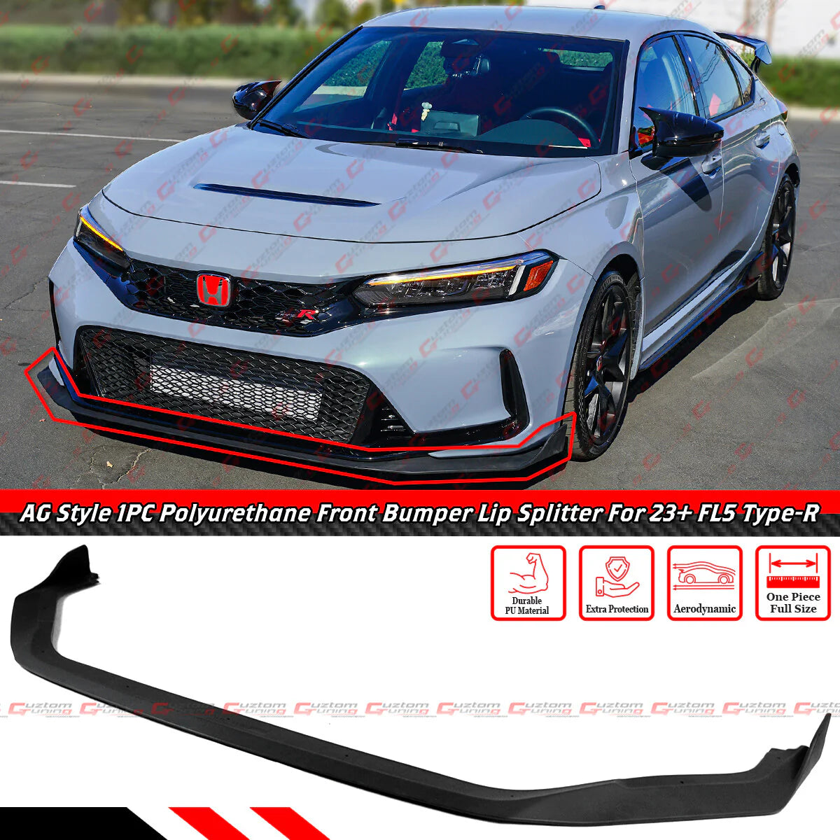 AG Style PU Front Bumper Lip [2023-2025 Honda Civic Type-R FL5]