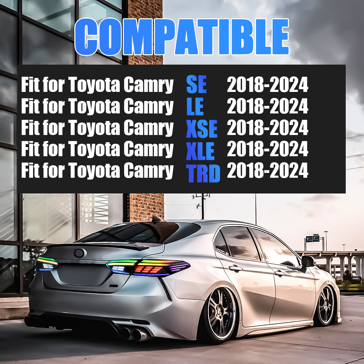 Toyota Camry 2018-2024 Rectilinear LED Tail Lights