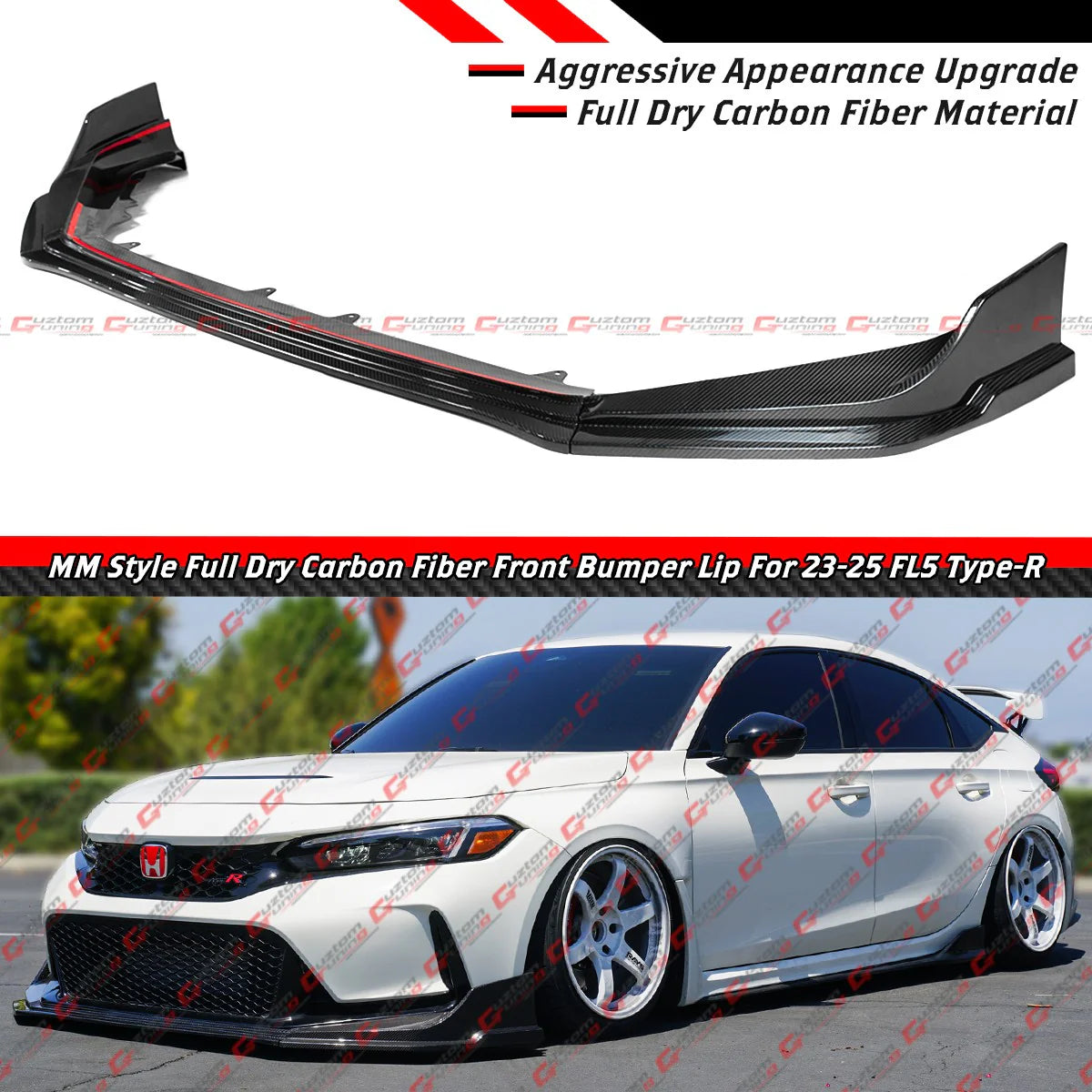 MM Style Full Carbon Fiber Front Bumper Lip [2023-2025 Honda Civic Type-R FL5]