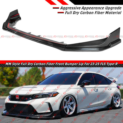 MM Style Full Carbon Fiber Front Bumper Lip [2023-2025 Honda Civic Type-R FL5]