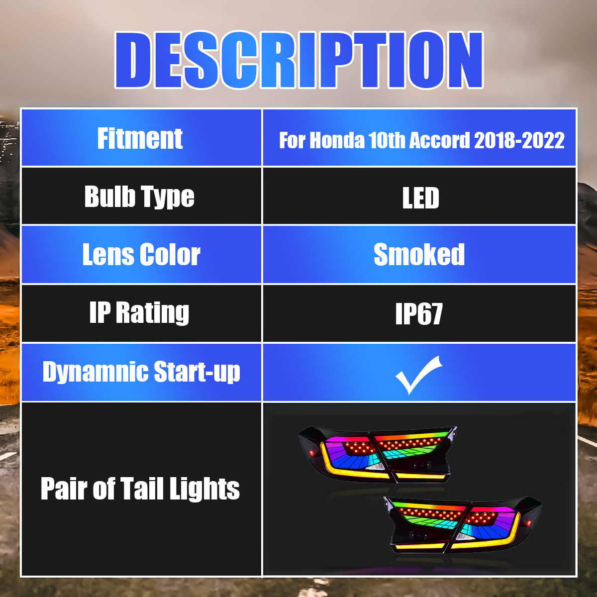 Honda Accord 2018-2022 Starry Sky LED Tail Lights