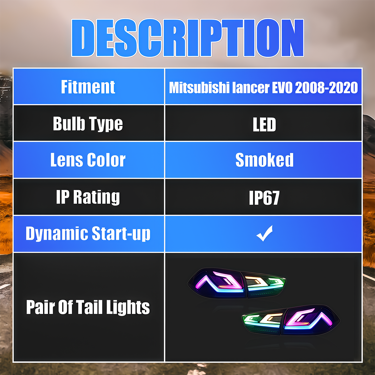 Mitsubishi Lancer/EVO 2008-2020 LED Tail Lights