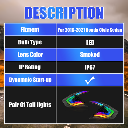 Honda Civic Sedan 2016-2021 Starry Sky LED Tail Lights
