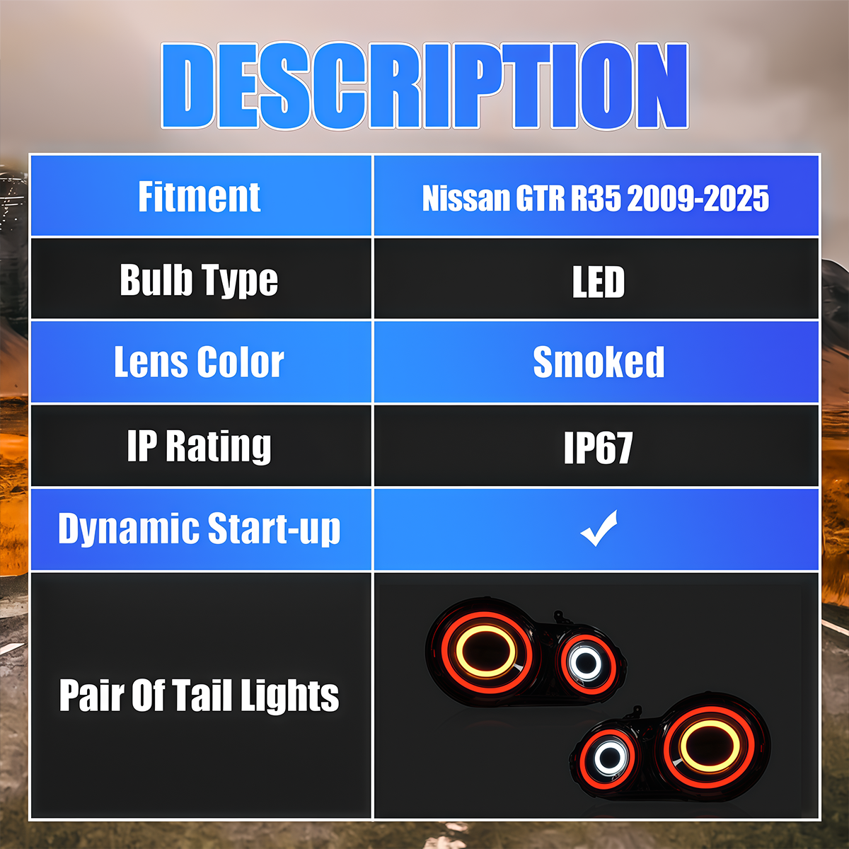 Nissan GT-R R35 2009-2025 LED Tail Lights