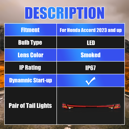 Honda Accord 2023-2026 Smoked LED Tail Lights