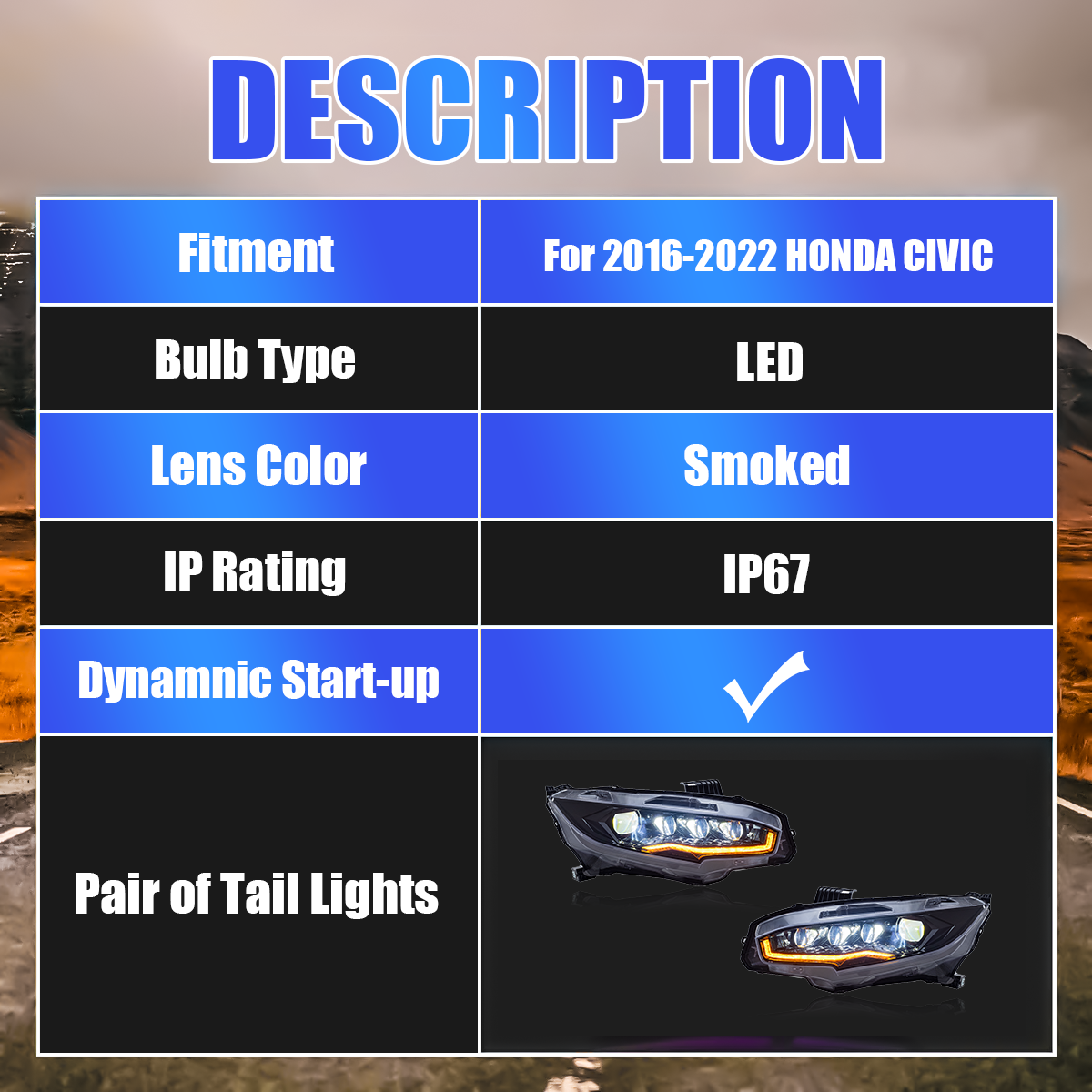 Honda Civic 2016-2021 Cerberus LED Headlights