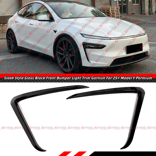 Glossy Black Front Bumper Fog Light Trim Garnish [2025-2026 Tesla Model Y Juniper]