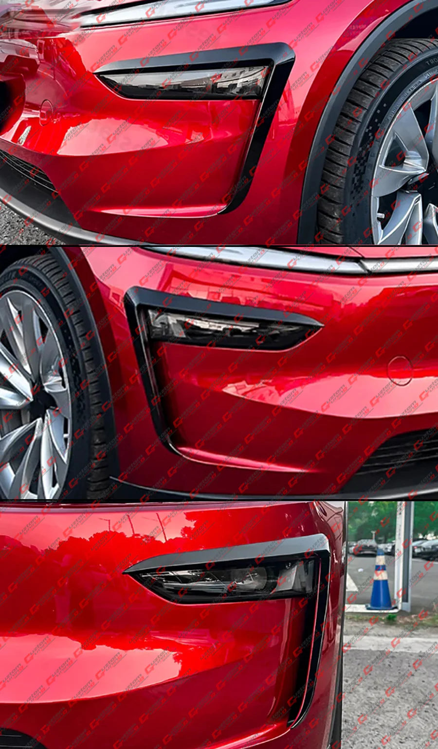 Glossy Black Front Bumper Fog Light Trim Garnish [2025-2026 Tesla Model Y Juniper]