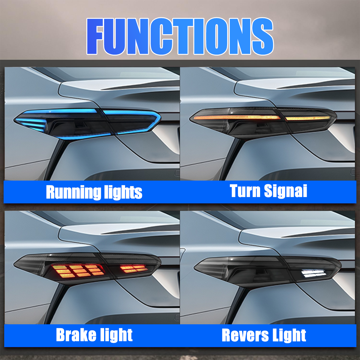 Toyota Camry 2018-2024 Rectilinear LED Tail Lights