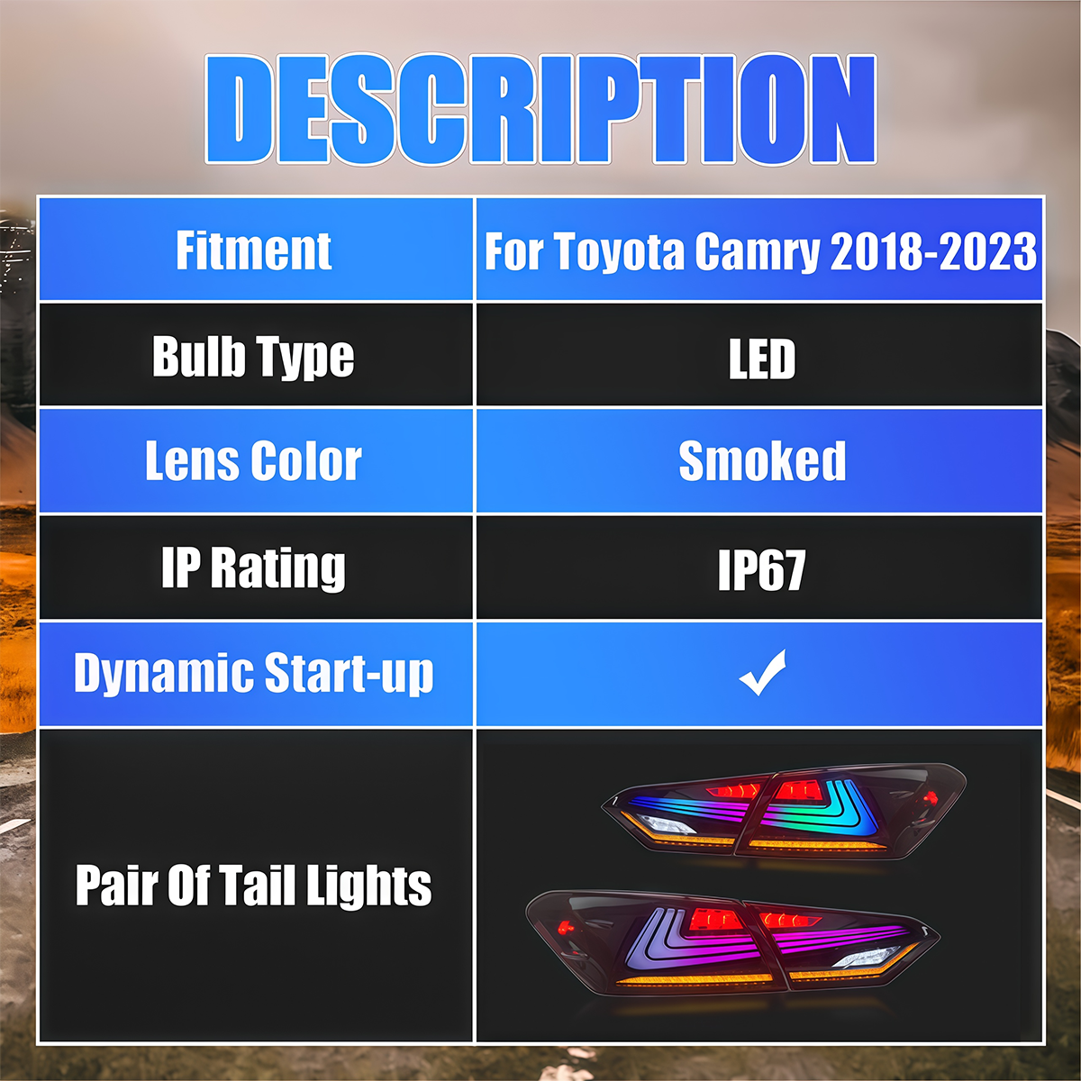 Toyota Camry 2018-2024 LED Tail Lights