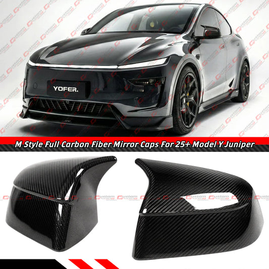 M Style Full Carbon Fiber Side Mirror Cover Caps [2025-2026 Tesla Model Y Juniper]