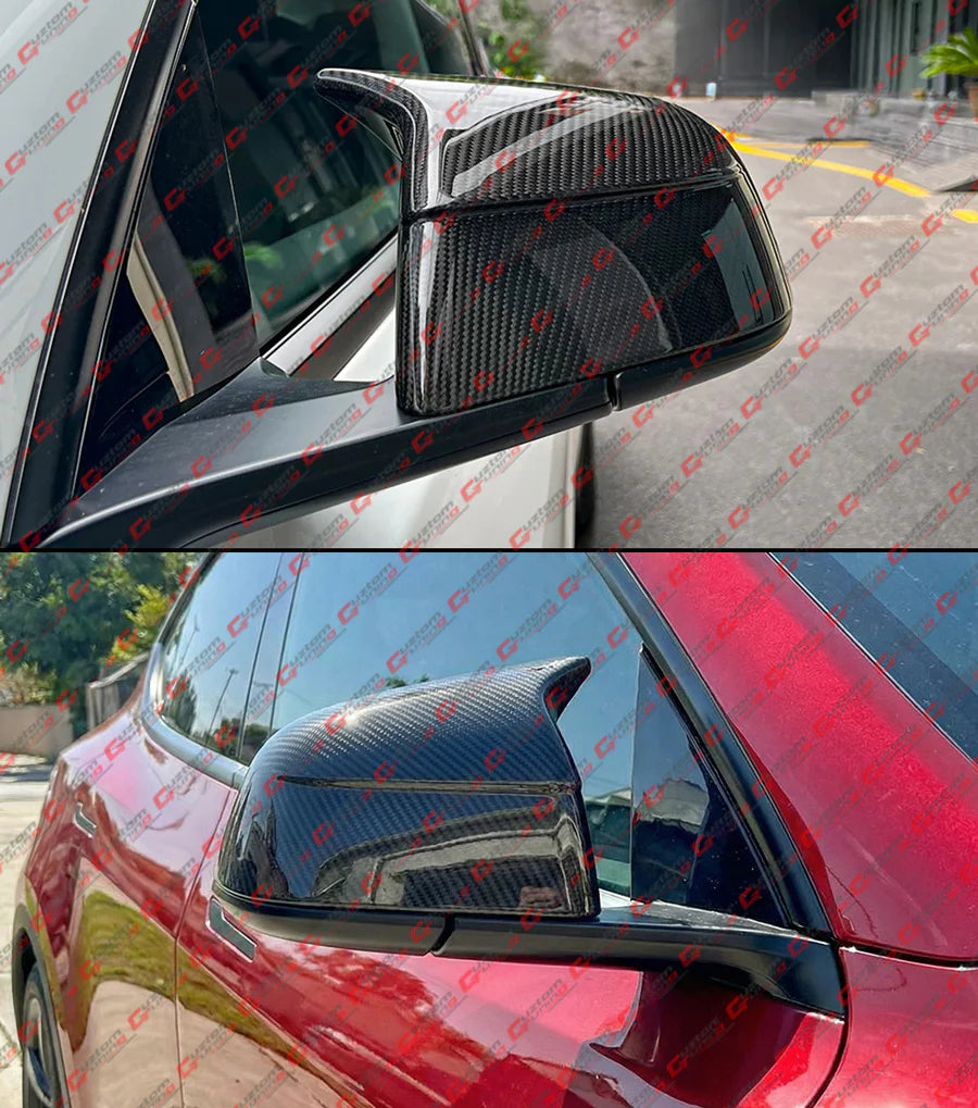 M Style Full Carbon Fiber Side Mirror Cover Caps [2025-2026 Tesla Model Y Juniper]
