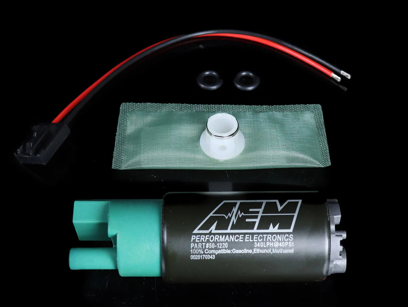 AEM 320LPH E85 HIGH FLOW IN-TANK FUEL PUMP (65MM, OFFSET INLET)