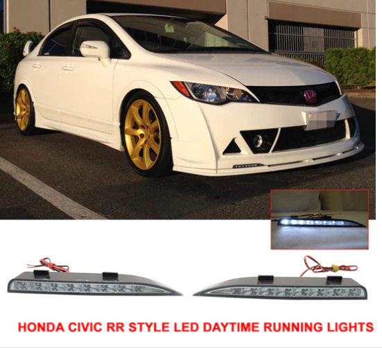 Fits 06-11 Civic Mugen RR Front Bumper & Daytime Running Fog Lamp