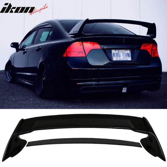 Rear Spoiler Wing for Honda Civic 2006-2011 Mugen Style ABS - NIGHTHAWK BLACK PEARL