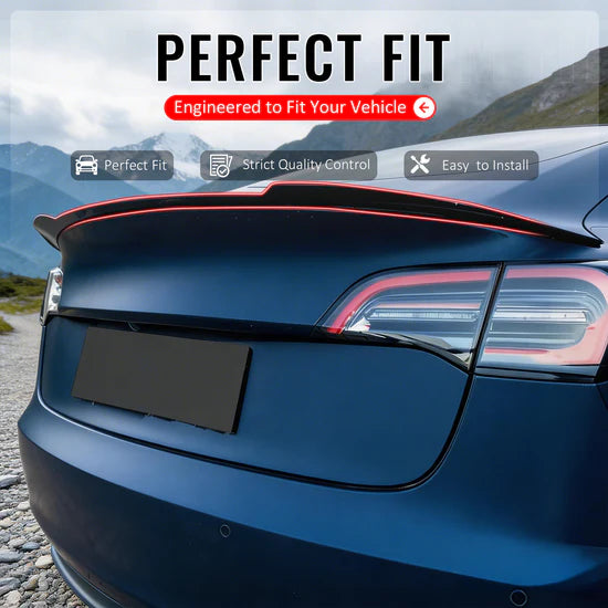 Rear Trunk Deck Lid Wing Lip for Tesla Model 3 2017-2023 MX Style Painted Gloss Black