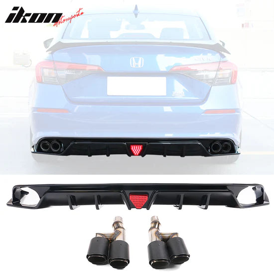 Rear Bumper Diffuser Lip for Honda Civic Sedan 4-Door 2022-2026 3PC PP