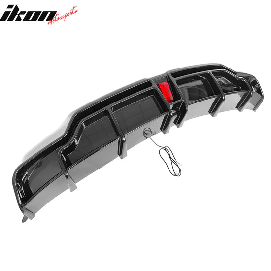 2017-2024 Tesla Model 3 IKON Style Rear Diffuser W/ LED PP - GLOSS BLACK