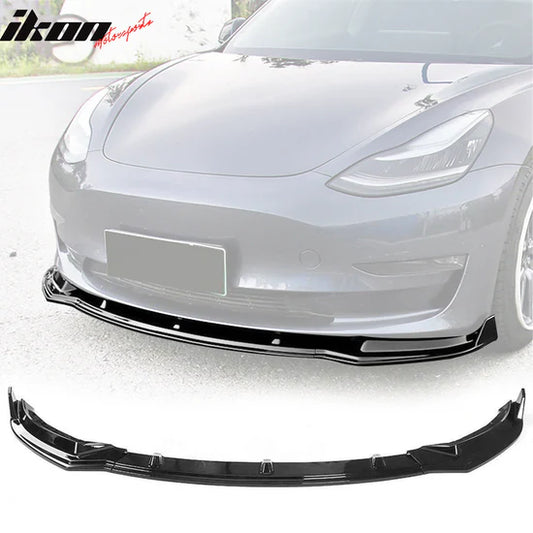 2017-2023 Tesla Model 3 Style Front Bumper Lip PP - GLOSS BLACK