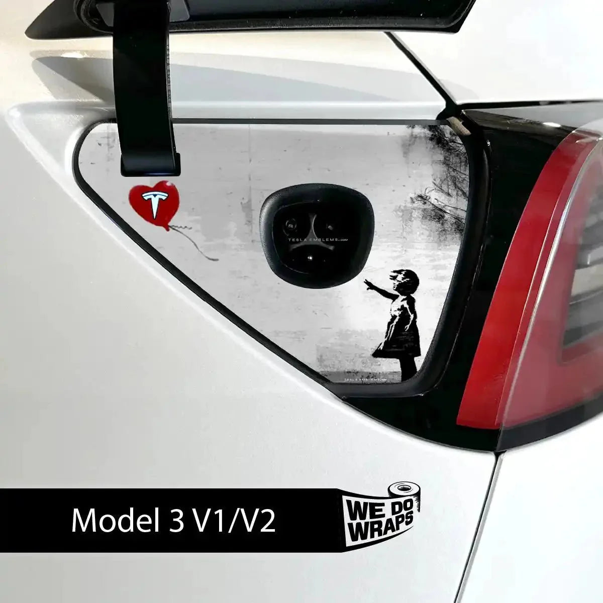 Girl with Balloon Tesla Charge Port Wrap | Model 3