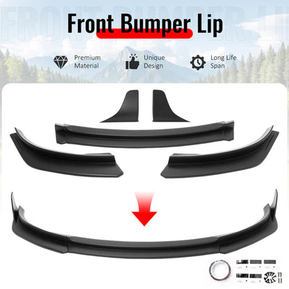 2017-2023 Tesla Model 3 V4 3PCS Front Bumper Lip w/ Winglets ABS - GLOSS BLACK