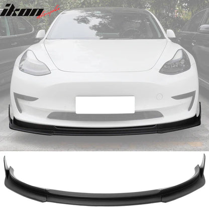 2017-2023 Tesla Model 3 V4 3PCS Front Bumper Lip w/ Winglets ABS - GLOSS BLACK
