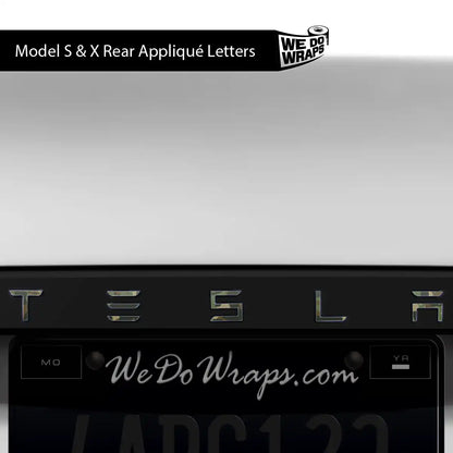Camo Tesla Emblem Decals (Front + Back) | Model S