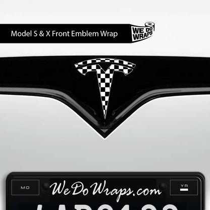 Checkered Tesla Emblem Decals (Front + Back) | Model S