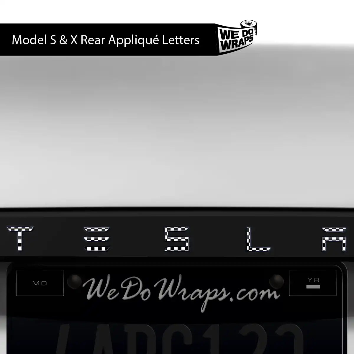 Checkered Tesla Emblem Decals (Front + Back) | Model S