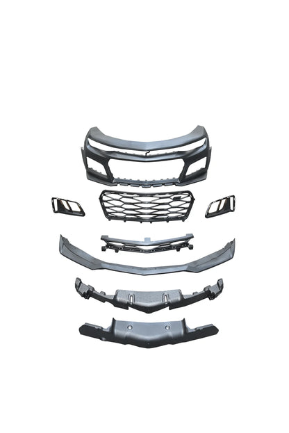 2016-2018 Chevy Camaro ZL1 Front Bumper Conversion 7pcs Ful Kit Flat BLK