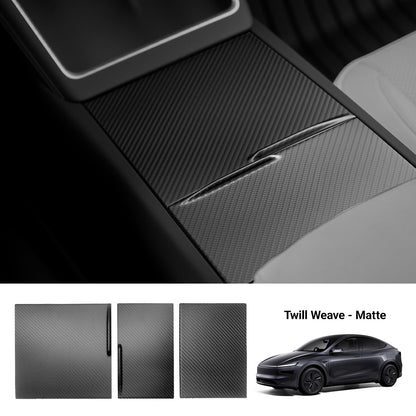 Dry Carbon Fiber Center Console Cover For Model Y Juniper / Model 3 Highland / Model YL