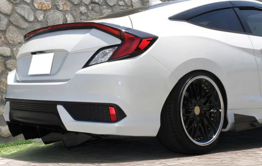 Rear Bumper Diffuser Lip for Honda Civic 2016-2020 Black Textured Aluminum