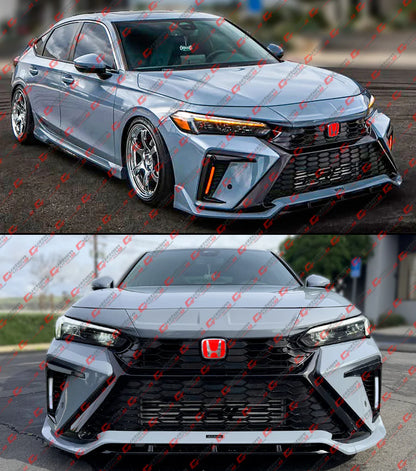 Yofer Design Front Bumper Full Replacement Kit With Tinted Sequential Switch-Back DRL [2022-2026 Honda Civic]