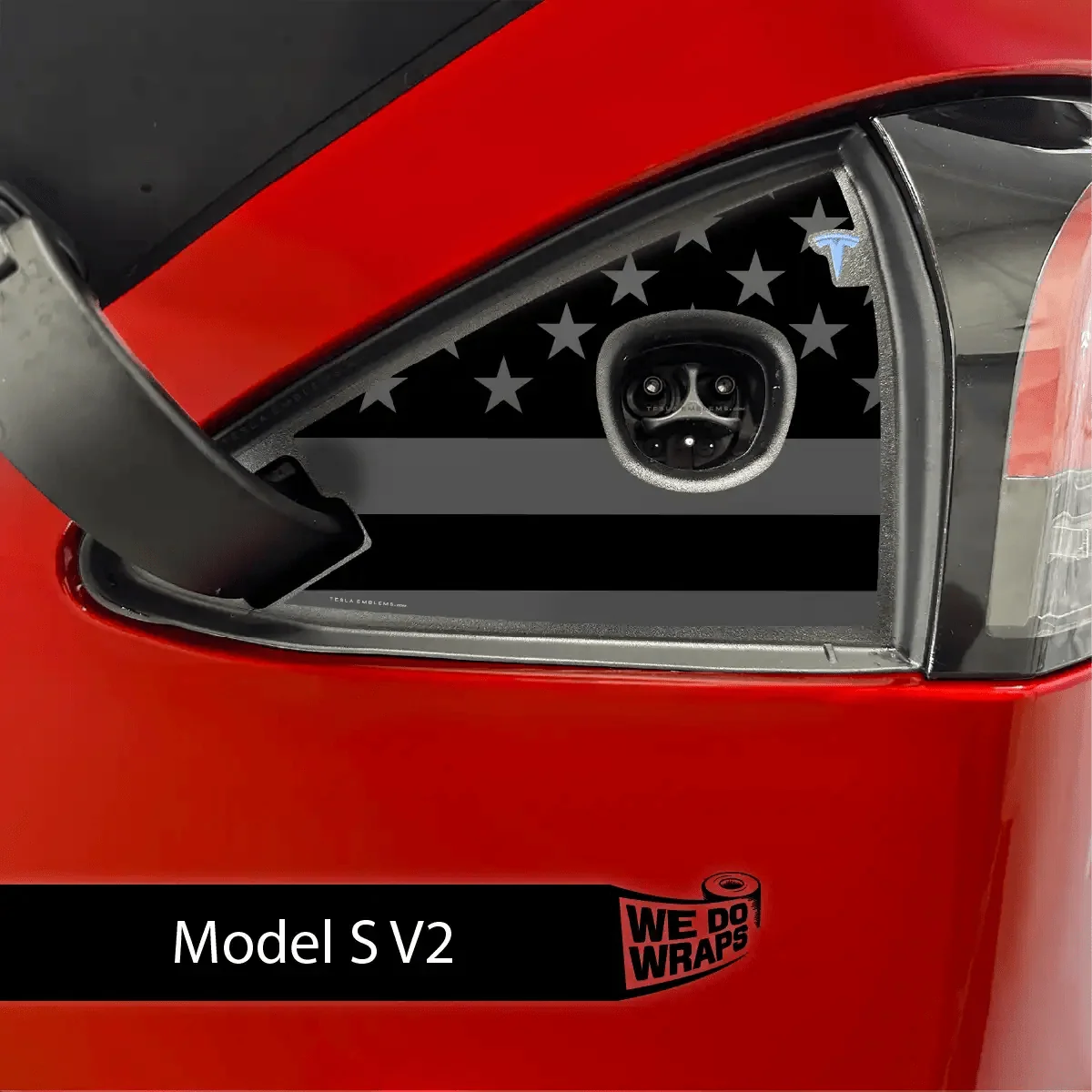 Ghost Black Patriot Flag Tesla Charge Port Wrap | Model S
