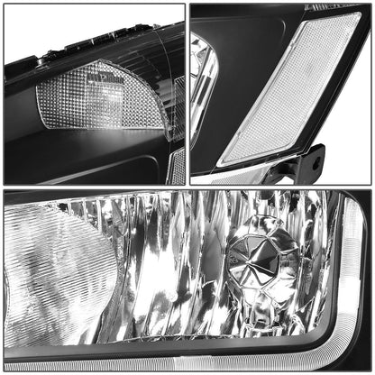 2003-2007 Honda Accord LED DRL Headlights - Black Housing Clear Corner