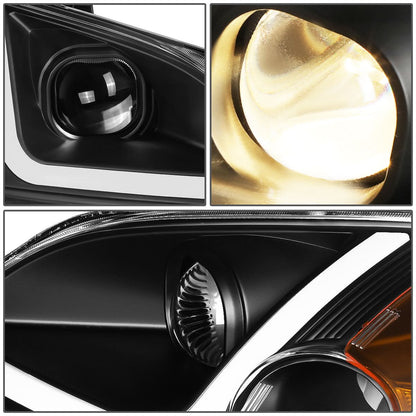 01-03 Honda Civic LED DRL Projector Headlights Black Housing
