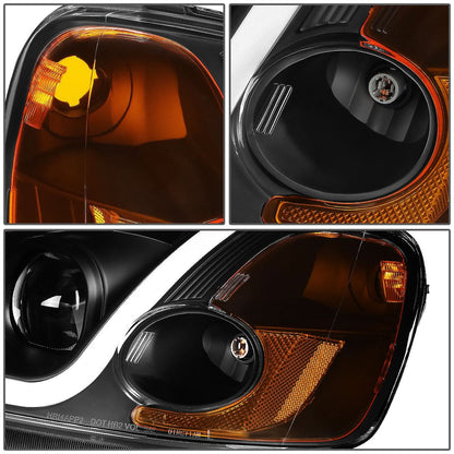 01-03 Honda Civic LED DRL Projector Headlights Black Housing