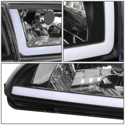 92-95 Honda Civic LED DRL Headlights Black Housing Clear Corner