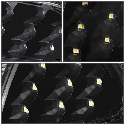 92-95 Honda Civic LED DRL Headlights Black Housing Clear Corner