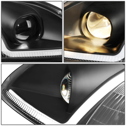 96-98 Honda Civic LED DRL Projector Headlights Black Housing